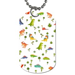 Vector Baby Dino Seamless Pattern Dog Tag (two Sides) by Grandong