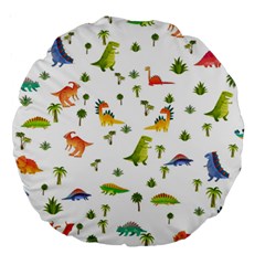 Vector Baby Dino Seamless Pattern Large 18  Premium Round Cushions by Grandong