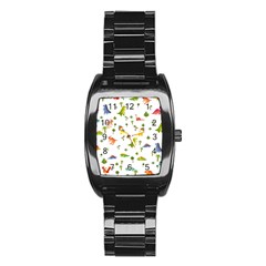 Vector Baby Dino Seamless Pattern Stainless Steel Barrel Watch by Grandong