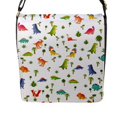 Vector Baby Dino Seamless Pattern Flap Closure Messenger Bag (l) by Grandong