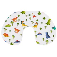 Vector Baby Dino Seamless Pattern Travel Neck Pillow by Grandong