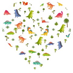 Vector Baby Dino Seamless Pattern Wooden Puzzle Heart by Grandong