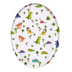 Vector Baby Dino Seamless Pattern Oval Glass Fridge Magnet (4 Pack)