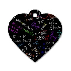 Mathematics  Physics Maths Math Pattern Dog Tag Heart (two Sides) by Grandong