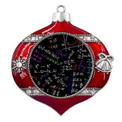 Mathematics  Physics Maths Math Pattern Metal Snowflake And Bell Red Ornament by Grandong