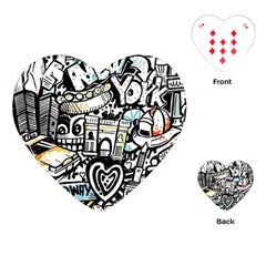 New York City Nyc Broadway Doodle Art Playing Cards Single Design (heart) by Grandong