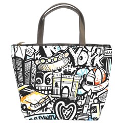 New York City Nyc Broadway Doodle Art Bucket Bag by Grandong