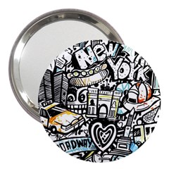 New York City Nyc Broadway Doodle Art 3  Handbag Mirrors by Grandong