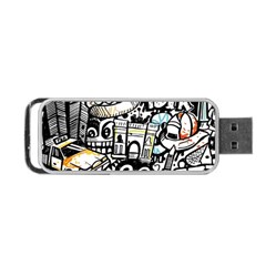 New York City Nyc Broadway Doodle Art Portable Usb Flash (one Side) by Grandong