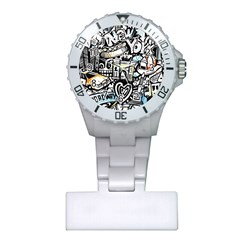 New York City Nyc Broadway Doodle Art Plastic Nurses Watch by Grandong