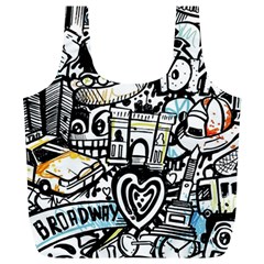 New York City Nyc Broadway Doodle Art Full Print Recycle Bag (xl) by Grandong