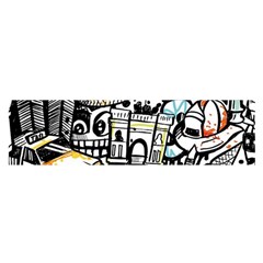 New York City Nyc Broadway Doodle Art Oblong Satin Scarf (16  X 60 ) by Grandong