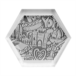 New York City Nyc Broadway Doodle Art Hexagon Wood Jewelry Box Front