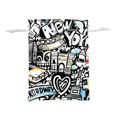 New York City Nyc Broadway Doodle Art Lightweight Drawstring Pouch (s) by Grandong