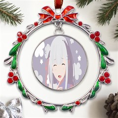 Emilia Rezero Metal X mas Wreath Ribbon Ornament by artworkshop