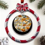 Wallpapper Metal Red Ribbon Round Ornament Front