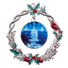 Water Blue Wallpaper Metal X mas Wreath Holly Leaf Ornament by artworkshop