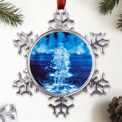 Water Blue Wallpaper Metal Large Snowflake Ornament by artworkshop