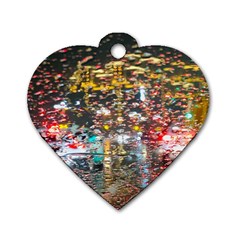 Water Droplets Dog Tag Heart (Two Sides)