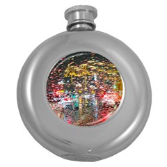 Water Droplets Round Hip Flask (5 Oz) by artworkshop