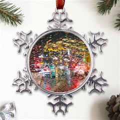 Water Droplets Metal Large Snowflake Ornament by artworkshop