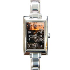 White Flower Rectangle Italian Charm Watch by artworkshop