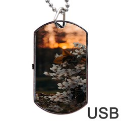 White Flower Dog Tag Usb Flash (one Side) by artworkshop