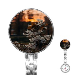 White Flower Stainless Steel Nurses Watch by artworkshop