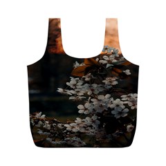 White Flower Full Print Recycle Bag (m)