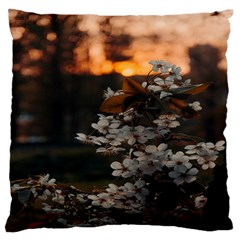 White Flower Large Premium Plush Fleece Cushion Case (two Sides) by artworkshop