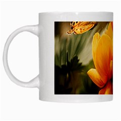 Yellow Butterfly Flower White Mug by artworkshop