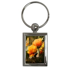 Yellow Butterfly Flower Key Chain (rectangle) by artworkshop