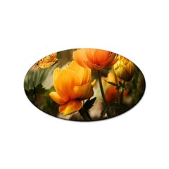 Yellow Butterfly Flower Sticker (oval) by artworkshop