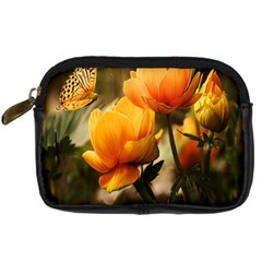 Yellow Butterfly Flower Digital Camera Leather Case by artworkshop