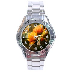 Yellow Butterfly Flower Stainless Steel Analogue Watch by artworkshop