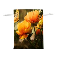 Yellow Butterfly Flower Lightweight Drawstring Pouch (l) by artworkshop