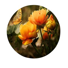 Yellow Butterfly Flower Mini Round Pill Box (pack Of 3)