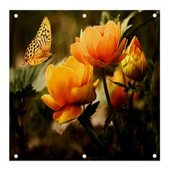 Yellow Butterfly Flower Banner And Sign 4  X 4  by artworkshop