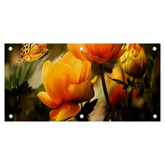 Yellow Butterfly Flower Banner And Sign 6  X 3  by artworkshop