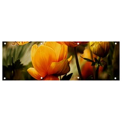 Yellow Butterfly Flower Banner And Sign 9  X 3  by artworkshop