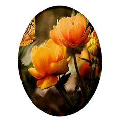 Yellow Butterfly Flower Oval Glass Fridge Magnet (4 Pack) by artworkshop