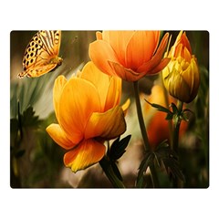 Yellow Butterfly Flower Premium Plush Fleece Blanket (large) by artworkshop