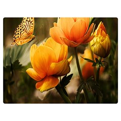 Yellow Butterfly Flower Two Sides Premium Plush Fleece Blanket (extra Small) by artworkshop