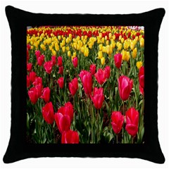 Yellow Pink Red Flowers Throw Pillow Case (black) by artworkshop