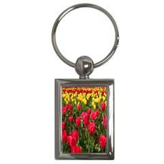 Yellow Pink Red Flowers Key Chain (rectangle) by artworkshop