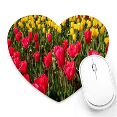 Yellow Pink Red Flowers Heart Mousepad by artworkshop