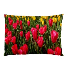 Yellow Pink Red Flowers Pillow Case by artworkshop