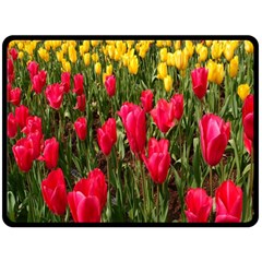 Yellow Pink Red Flowers Fleece Blanket (large) by artworkshop