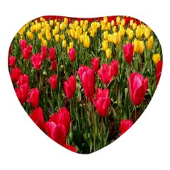 Yellow Pink Red Flowers Heart Glass Fridge Magnet (4 Pack) by artworkshop