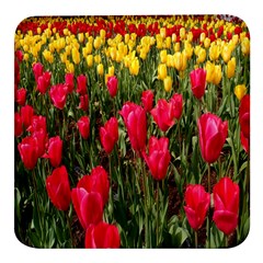 Yellow Pink Red Flowers Square Glass Fridge Magnet (4 Pack) by artworkshop